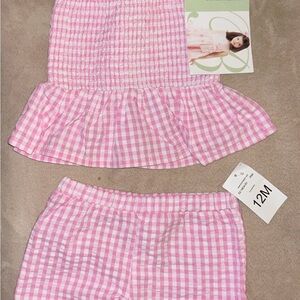 Bonnie Jean Pink Gingham Skirt Set